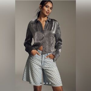 ✨Pilcro (NWT) The Adi Studded Mid-Rise Relaxed Bermuda Shorts Size 27✨